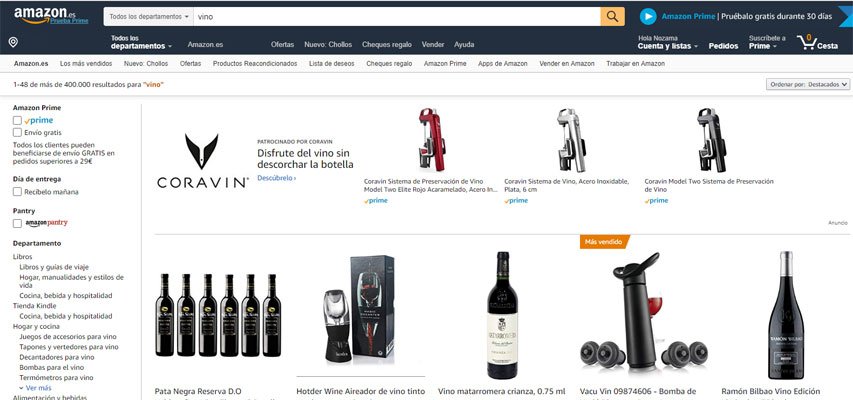 vinos en amazon